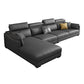 Modern Faux Leather Sofa & Chaise 68.90" D Square Arm Sofa in Dark Grey 126"L x 69"W x 35"H Left Clearhalo 'furn' 'furn_sectionals' 'Furniture' 'Living Room Furniture' 'Sectionals' 5843236