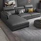 Modern Faux Leather Sofa & Chaise 68.90" D Square Arm Sofa in Dark Grey Clearhalo 'furn' 'furn_sectionals' 'Furniture' 'Living Room Furniture' 'Sectionals' 5843237