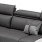 Modern Faux Leather Sofa & Chaise 68.90" D Square Arm Sofa in Dark Grey Clearhalo 'furn' 'furn_sectionals' 'Furniture' 'Living Room Furniture' 'Sectionals' 5843242