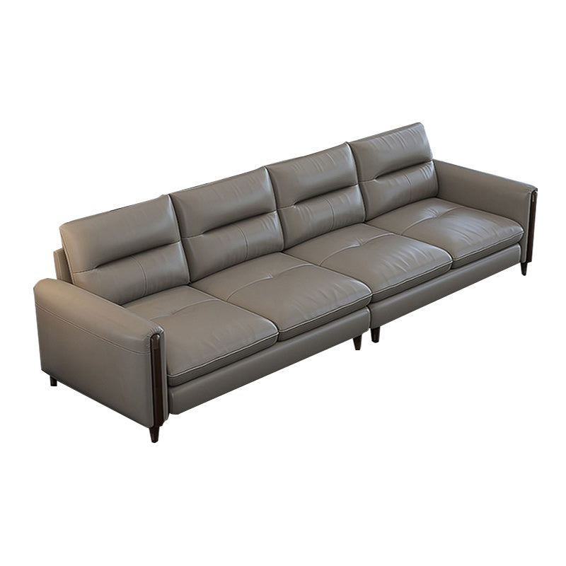 Contemporary Stain-Resistant Genuine Leather Light-grey Sofa & Chaise
