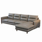 Contemporary Stain-Resistant Genuine Leather Light-grey Sofa & Chaise