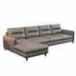 Contemporary Stain-Resistant Genuine Leather Light-grey Sofa & Chaise