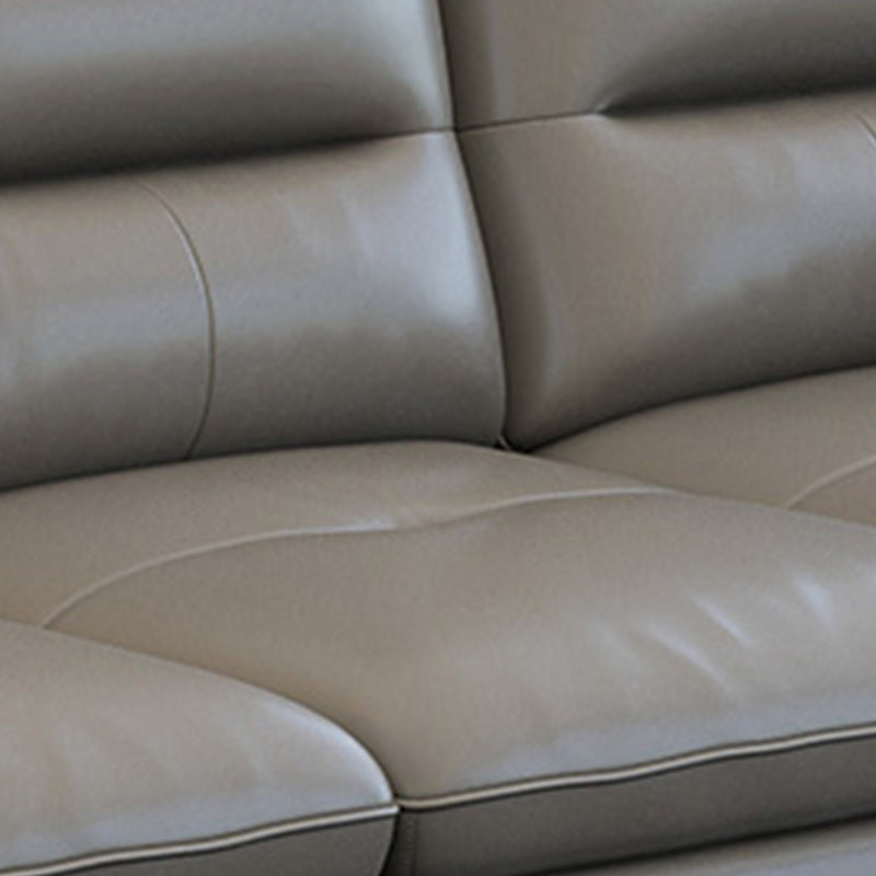 Contemporary Stain-Resistant Genuine Leather Light-grey Sofa & Chaise