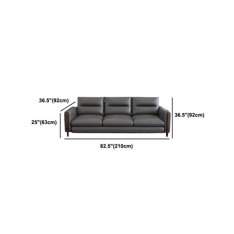 Contemporary Stain-Resistant Genuine Leather Light-grey Sofa & Chaise
