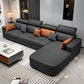 Scandinavian Pillowed Back Cushions Stain-Resistant Faux Leather Sofa