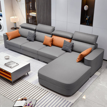 Scandinavian Pillowed Back Cushions Stain-Resistant Faux Leather Sofa