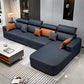 Scandinavian Pillowed Back Cushions Stain-Resistant Faux Leather Sofa