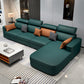 Scandinavian Pillowed Back Cushions Stain-Resistant Faux Leather Sofa