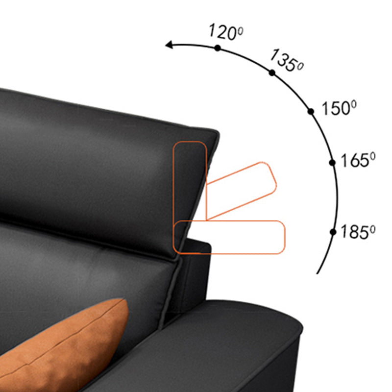 Scandinavian Pillowed Back Cushions Stain-Resistant Faux Leather Sofa