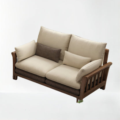 Divano sezionale braccio svasato, cuscini rimovibili con gambe di legno