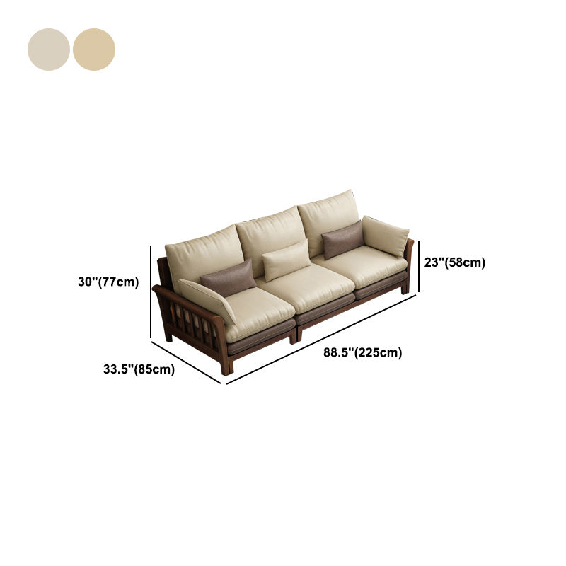 Divano sezionale braccio svasato, cuscini rimovibili con gambe di legno