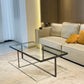Contemporary Rectangle Glass Top Cocktail Table with Cross Base
