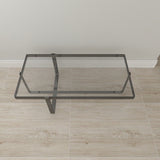 Contemporary Rectangle Glass Top Cocktail Table with Cross Base