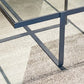 Contemporary Rectangle Glass Top Cocktail Table with Cross Base