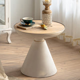 Scandinavian 4 Legs Cocktail Table Round Wooden Coffee Table for Living Room