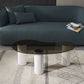 Free Form Glass Top Coffee Table with 3 Steel Legs Single Coffee Table White Gray Clearhalo 'Coffee & Accent Tables' 'Coffee Tables' 'coffee_tables' 'furn' 'furn_coffee_tables' 'Furniture' 'Living Room Furniture' 5843511