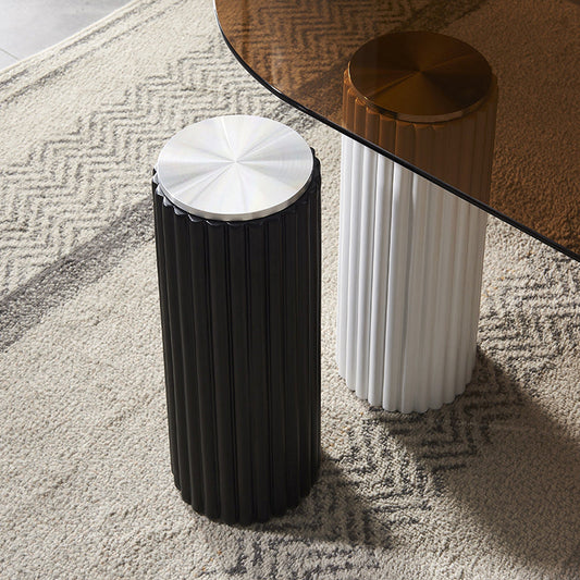 Free Form Glass Top Coffee Table with 3 Steel Legs Single Coffee Table