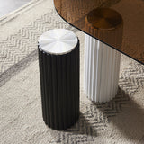 Free Form Glass Top Coffee Table with 3 Steel Legs Single Coffee Table