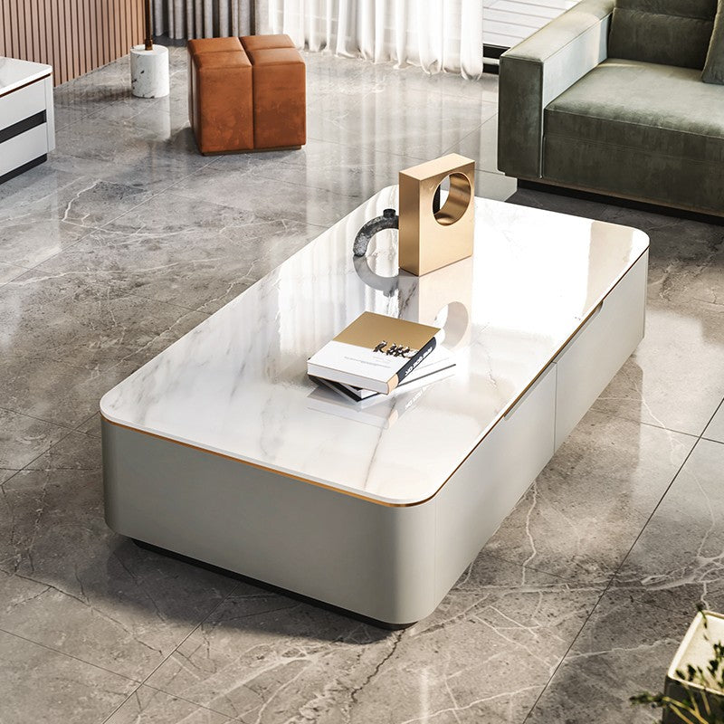 Glam Sled Coffee Table Slate Rectangular Coffee Table Set for Bedroom and Living Room Clearhalo 'Coffee & Accent Tables' 'Coffee Tables' 'coffee_tables' 'furn' 'furn_coffee_tables' 'Furniture' 'Living Room Furniture' 5843561