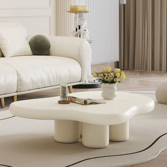 Scandinavian Style Coffee Cocktail Table Solid Wood 3 Legs Coffee Table in White Clearhalo 'Coffee & Accent Tables' 'Coffee Tables' 'coffee_tables' 'furn' 'furn_coffee_tables' 'Furniture' 'Living Room Furniture' 5843635