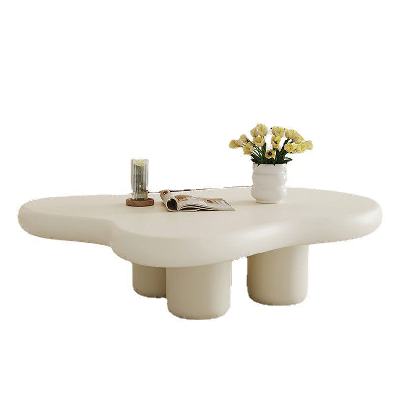 Scandinavian Style Coffee Cocktail Table Solid Wood 3 Legs Coffee Table in White Clearhalo 'Coffee & Accent Tables' 'Coffee Tables' 'coffee_tables' 'furn' 'furn_coffee_tables' 'Furniture' 'Living Room Furniture' 5843638