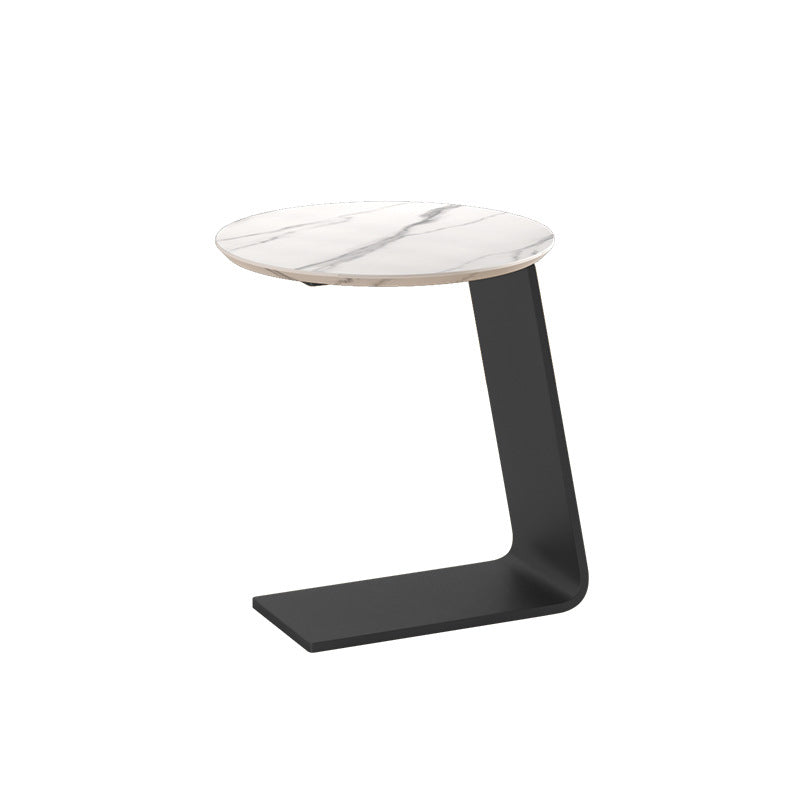 19.69" Tall Contemporary Style Side End Table Metal C Round Sofa Side Accent Table Black White Grey 1 Clearhalo 'Coffee & Accent Tables' 'End & Side Tables' 'end_side_tables' 'furn' 'furn_end_side_tables' 'Furniture' 'Living Room Furniture' 5843738