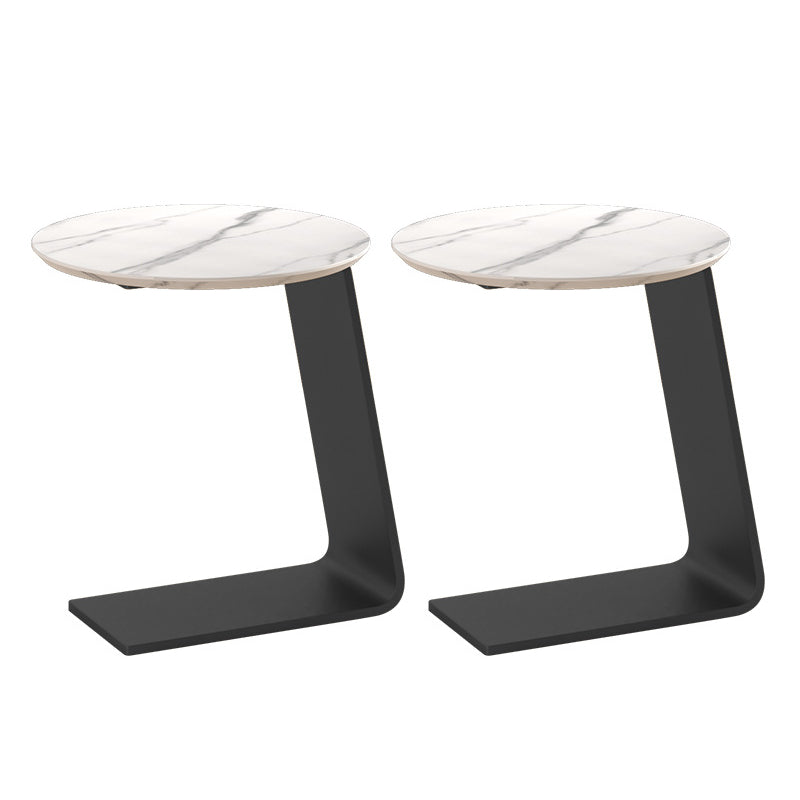 19.69" Tall Contemporary Style Side End Table Metal C Round Sofa Side Accent Table Black White Grey 2 Clearhalo 'Coffee & Accent Tables' 'End & Side Tables' 'end_side_tables' 'furn' 'furn_end_side_tables' 'Furniture' 'Living Room Furniture' 5843739