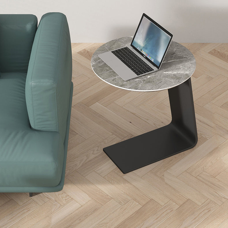 19.69" Tall Contemporary Style Side End Table Metal C Round Sofa Side Accent Table Black Gray 1 Clearhalo 'Coffee & Accent Tables' 'End & Side Tables' 'end_side_tables' 'furn' 'furn_end_side_tables' 'Furniture' 'Living Room Furniture' 5843751