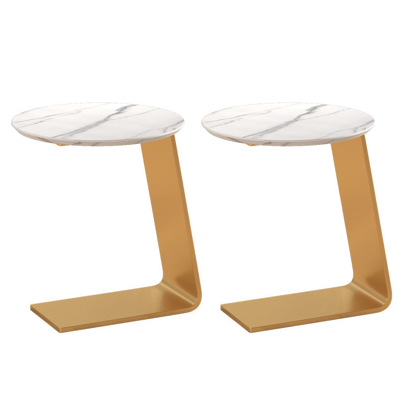 19.69" Tall Contemporary Style Side End Table Metal C Round Sofa Side Accent Table Gold White Grey 2 Clearhalo 'Coffee & Accent Tables' 'End & Side Tables' 'end_side_tables' 'furn' 'furn_end_side_tables' 'Furniture' 'Living Room Furniture' 5843752