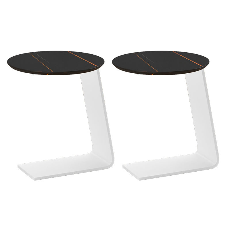 19.69" Tall Contemporary Style Side End Table Metal C Round Sofa Side Accent Table White Black 2 Clearhalo 'Coffee & Accent Tables' 'End & Side Tables' 'end_side_tables' 'furn' 'furn_end_side_tables' 'Furniture' 'Living Room Furniture' 5843756