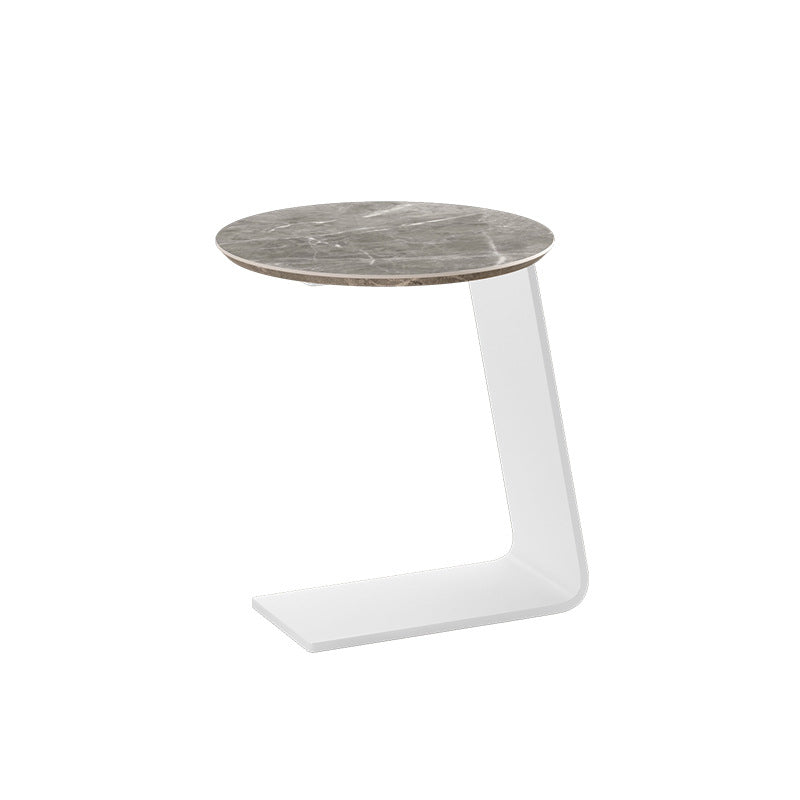 19.69" Tall Contemporary Style Side End Table Metal C Round Sofa Side Accent Table White Gray 1 Clearhalo 'Coffee & Accent Tables' 'End & Side Tables' 'end_side_tables' 'furn' 'furn_end_side_tables' 'Furniture' 'Living Room Furniture' 5843757