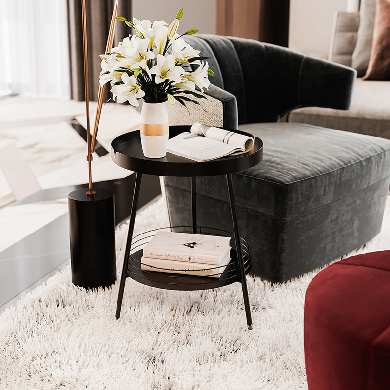 Tavolino superiore a 3 gambe mentale del vassoio rotondo da 21,6 "tavolo da gambe mentali con scaffale