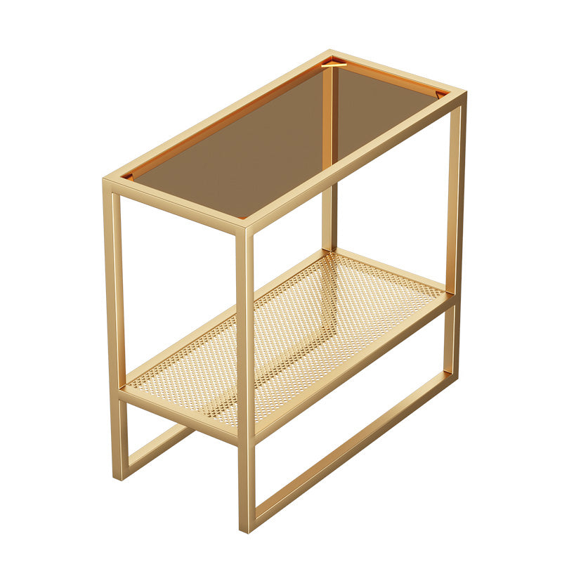 Rectangle Glass Top Side Table 21.65" Tall Metal Frame End Table with Shelf Clearhalo 'Coffee & Accent Tables' 'End & Side Tables' 'end_side_tables' 'furn' 'furn_end_side_tables' 'Furniture' 'Living Room Furniture' 5843844