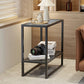 Rectangle Glass Top Side Table 21.65" Tall Metal Frame End Table with Shelf Clearhalo 'Coffee & Accent Tables' 'End & Side Tables' 'end_side_tables' 'furn' 'furn_end_side_tables' 'Furniture' 'Living Room Furniture' 5843845