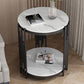 21.65" Tall Round Slate Top Side Table Iron Frame End Table with Shelf