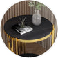 21.65" Tall Round Slate Top Side Table Iron Frame End Table with Shelf