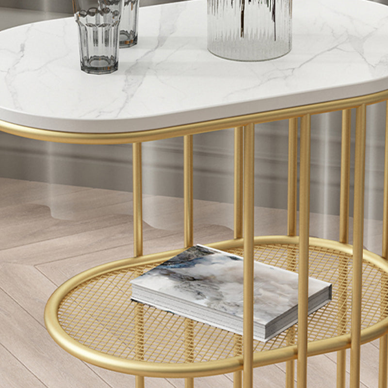 Minimalist Oval Corner Table Slate C Side Table for Living Room