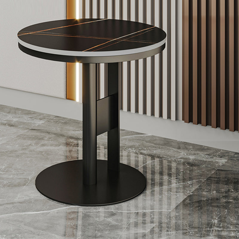 Modern Round Corner Table Slate Pedestal Side Table for Living Room Black Gold 1 Clearhalo 'Coffee & Accent Tables' 'End & Side Tables' 'end_side_tables' 'furn' 'furn_end_side_tables' 'Furniture' 'Living Room Furniture' 5843958