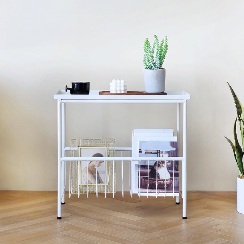 Tavolo da fine stile moderno nero/nero in metallo tavolo laterale rettangolare rettangolare con conservazione