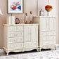 38.58"/49.21" Tall White Wooden Cabinet, Rectangle Accent Cabinet with Drawers Clearhalo 'Cabinets & Chests' 'cabinets_chests' 'furn' 'furn_cabinets_chests' 'Furniture' 'Living Room Furniture' 5844021
