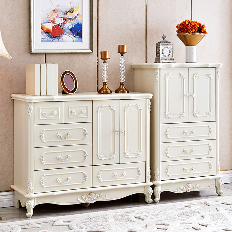 38.58"/49.21" Tall White Wooden Cabinet, Rectangle Accent Cabinet with Drawers Clearhalo 'Cabinets & Chests' 'cabinets_chests' 'furn' 'furn_cabinets_chests' 'Furniture' 'Living Room Furniture' 5844021