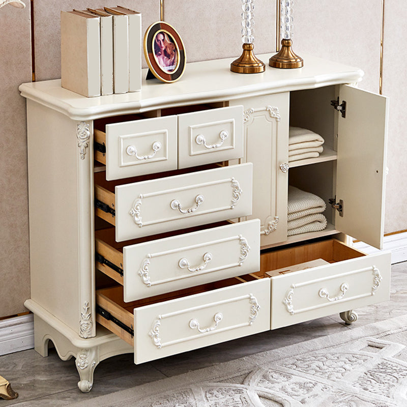38.58"/49.21" Tall White Wooden Cabinet, Rectangle Accent Cabinet with Drawers Clearhalo 'Cabinets & Chests' 'cabinets_chests' 'furn' 'furn_cabinets_chests' 'Furniture' 'Living Room Furniture' 5844022
