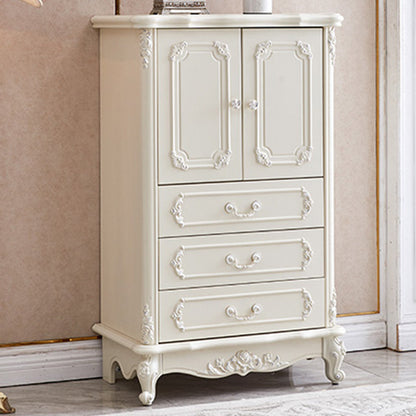 38.58"/49.21" Tall White Wooden Cabinet, Rectangle Accent Cabinet with Drawers 30"L x 18"W x 49"H Clearhalo 'Cabinets & Chests' 'cabinets_chests' 'furn' 'furn_cabinets_chests' 'Furniture' 'Living Room Furniture' 5844023