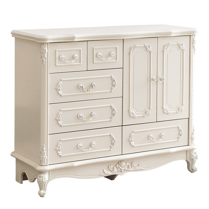 38.58"/49.21" Tall White Wooden Cabinet, Rectangle Accent Cabinet with Drawers Clearhalo 'Cabinets & Chests' 'cabinets_chests' 'furn' 'furn_cabinets_chests' 'Furniture' 'Living Room Furniture' 5844024