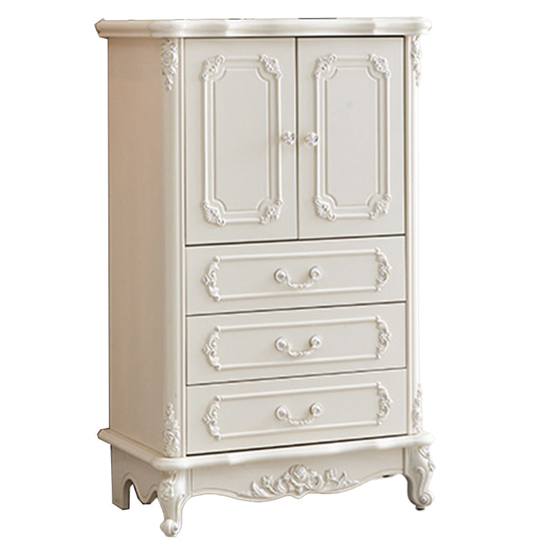 38.58"/49.21" Tall White Wooden Cabinet, Rectangle Accent Cabinet with Drawers Clearhalo 'Cabinets & Chests' 'cabinets_chests' 'furn' 'furn_cabinets_chests' 'Furniture' 'Living Room Furniture' 5844029