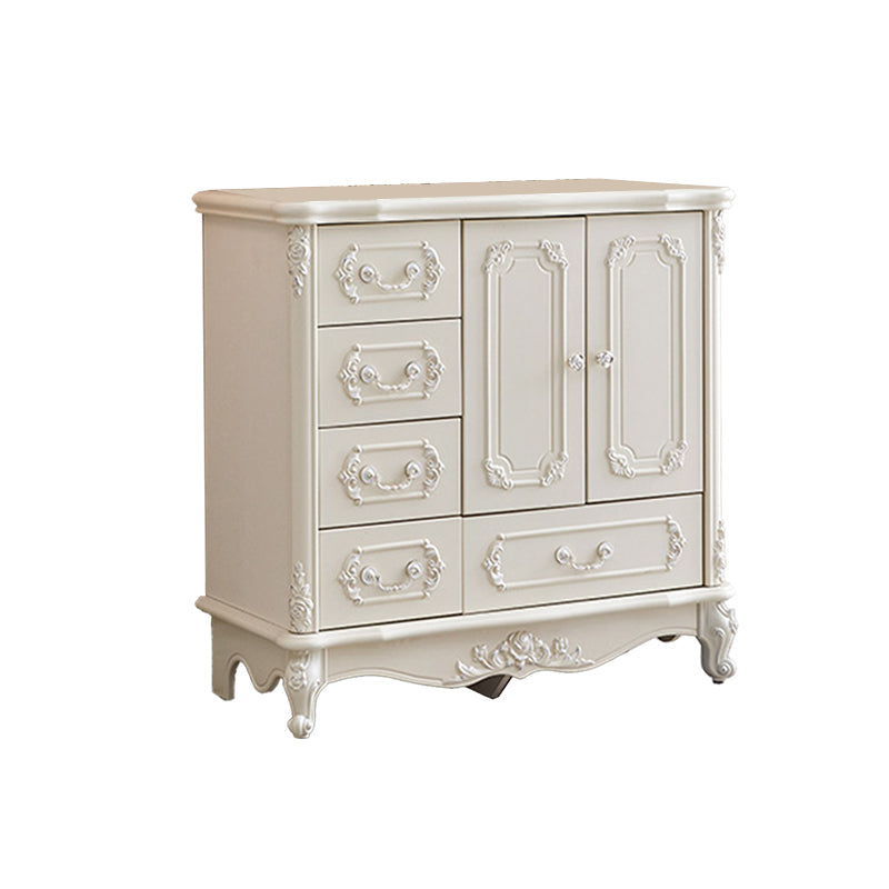 38.58"/49.21" Tall White Wooden Cabinet, Rectangle Accent Cabinet with Drawers Clearhalo 'Cabinets & Chests' 'cabinets_chests' 'furn' 'furn_cabinets_chests' 'Furniture' 'Living Room Furniture' 5844030