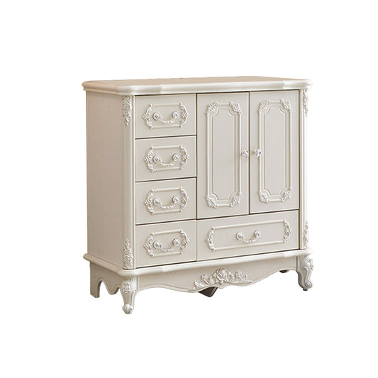 38.58"/49.21" Tall White Wooden Cabinet, Rectangle Accent Cabinet with Drawers Clearhalo 'Cabinets & Chests' 'cabinets_chests' 'furn' 'furn_cabinets_chests' 'Furniture' 'Living Room Furniture' 5844030
