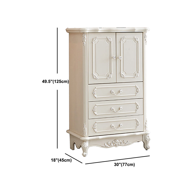 38.58"/49.21" Tall White Wooden Cabinet, Rectangle Accent Cabinet with Drawers Clearhalo 'Cabinets & Chests' 'cabinets_chests' 'furn' 'furn_cabinets_chests' 'Furniture' 'Living Room Furniture' 5844033