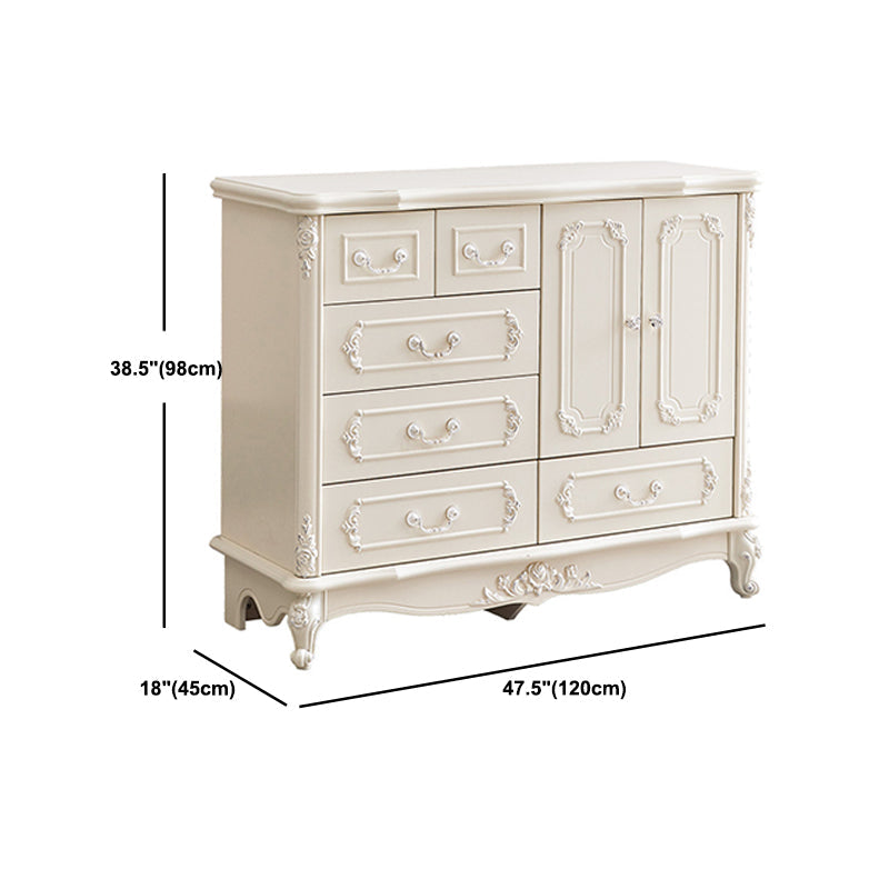 38.58"/49.21" Tall White Wooden Cabinet, Rectangle Accent Cabinet with Drawers Clearhalo 'Cabinets & Chests' 'cabinets_chests' 'furn' 'furn_cabinets_chests' 'Furniture' 'Living Room Furniture' 5844035