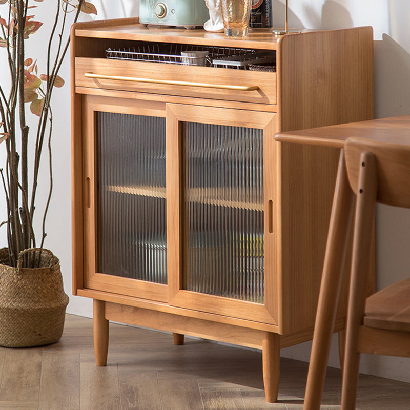 36.22"Tall 1- Drawer Wooden Cabinet , Glass Paned Rectangle Accent Cabinet